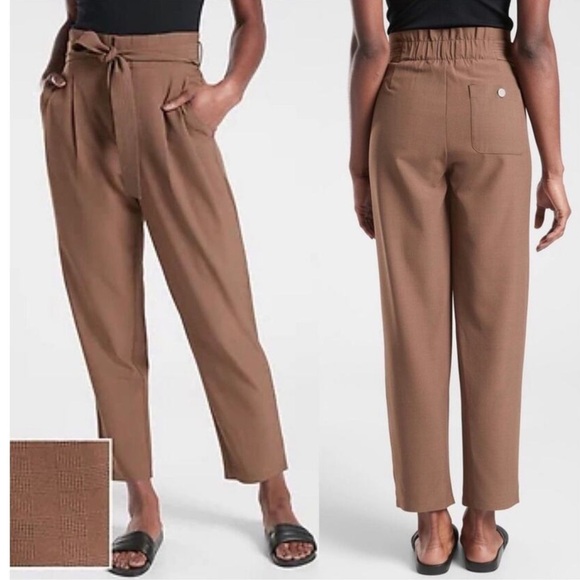 Athleta • Skyline Plaid Pant II Paperbag Waist Size 14 Casual Athleisure Office - Picture 1 of 14